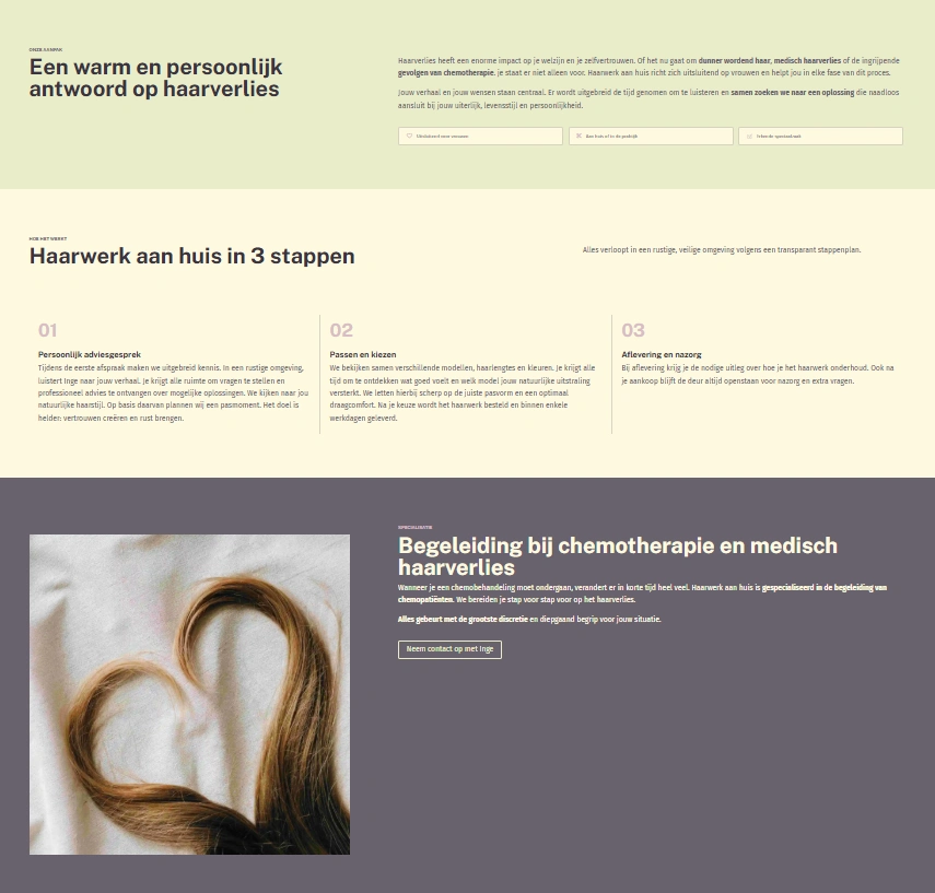 Moderne WordPress website, opzet van analyse platformen en tips en tricks over SEO/AEO/GEO voor Haarwerk aan huis